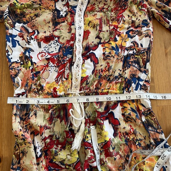 Chelsea & Violet Romper Women's XS Multicolor Geometric Floral Boho Long Sleeve - Picture 14 of 15